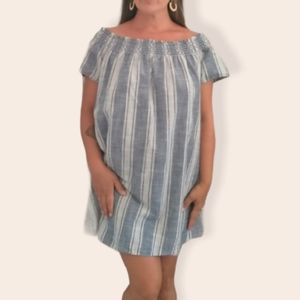 Lucky Brand Off Shoulder Denim Chambray Mini Dress